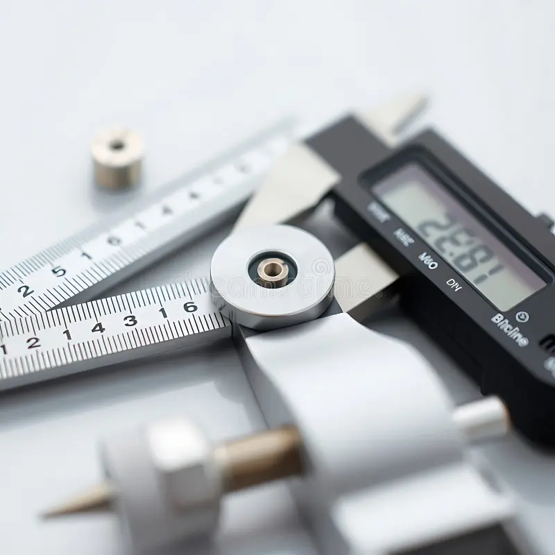 macro-shot-set-precision-inspection-tools-including-calipers-micrometer-measuring-size-small-mechanical-part-348248938